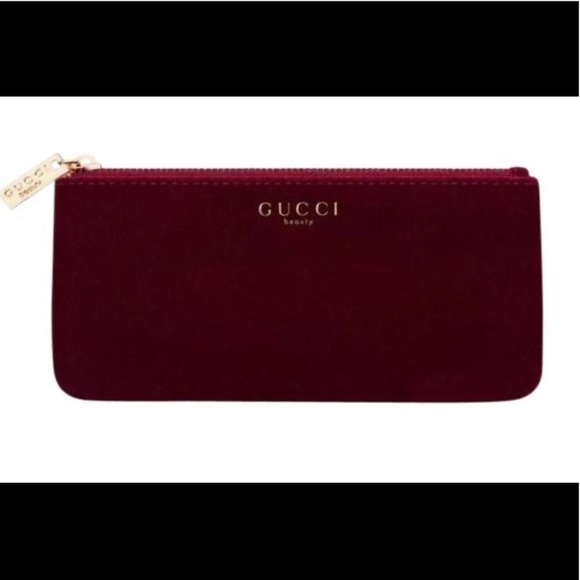 Gucci Handbags - GUCCI Beauty Burgundy Velvet Makeup Pouch